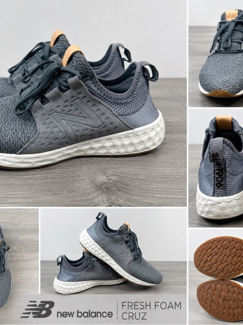 New Balance Fresh Foam Cruz Grey Knit Sneakers Size 8 Men’s